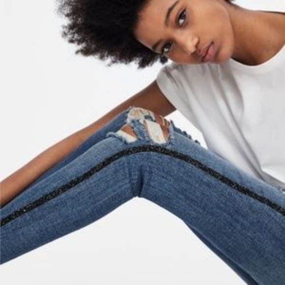 jeans with sparkly side stripe